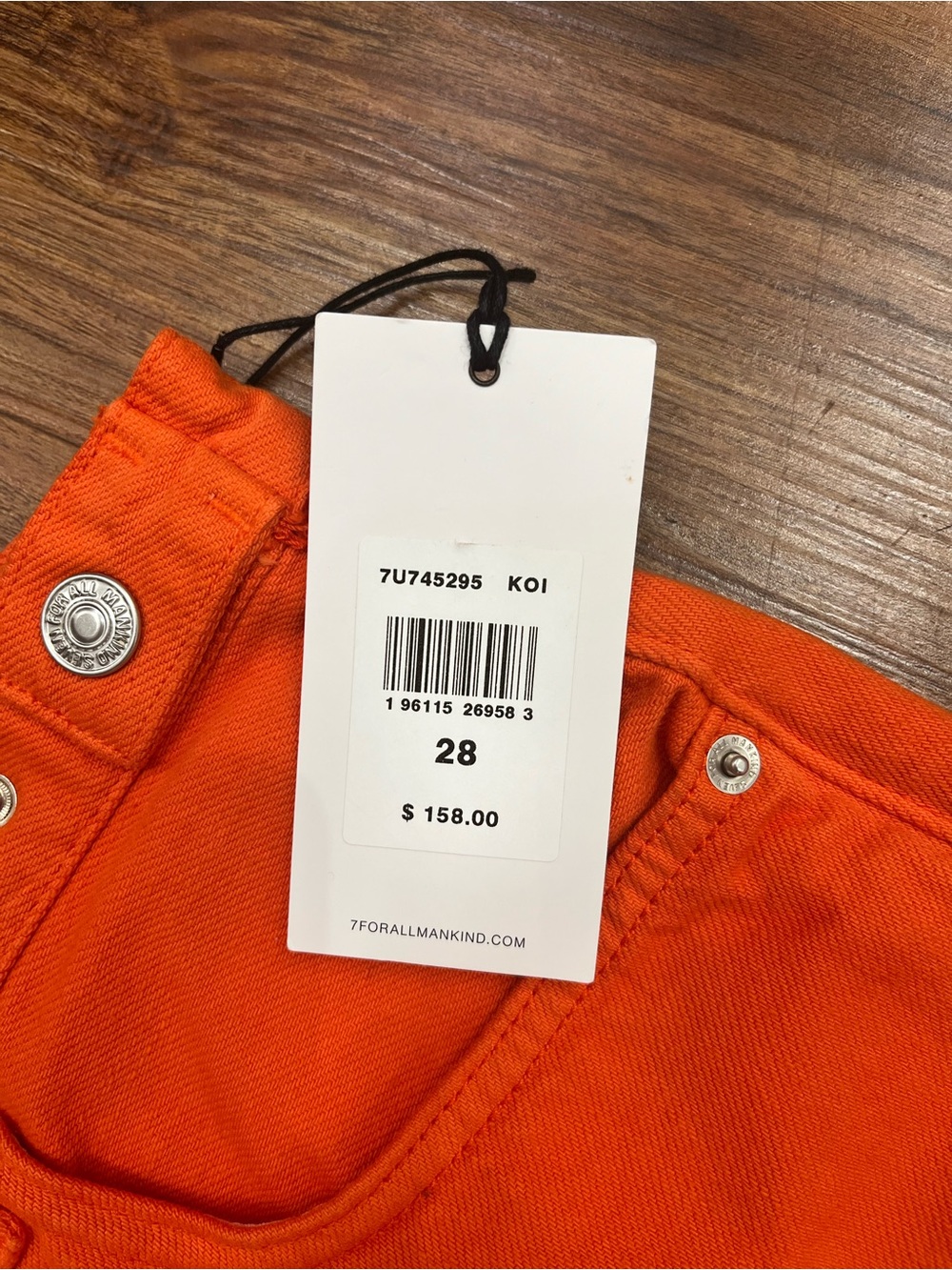 7 For All Mankind Orange denim shorts size 28 #denimshorts #summer - Picture 2 of 4